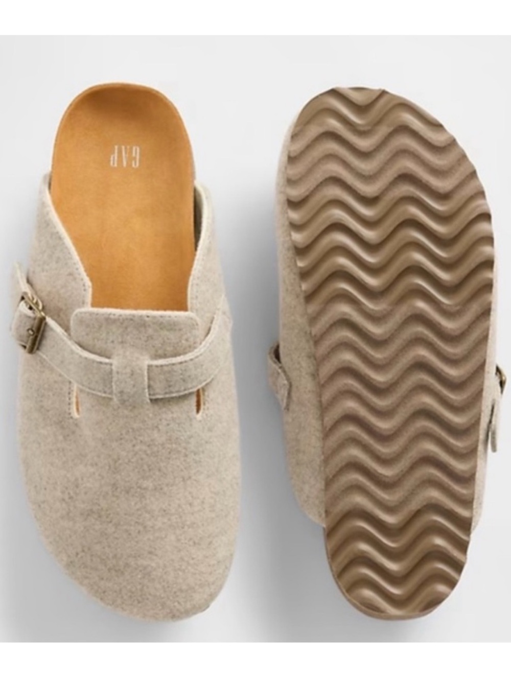 GAP Women's Heather Gray Felt Clogs with Buckle